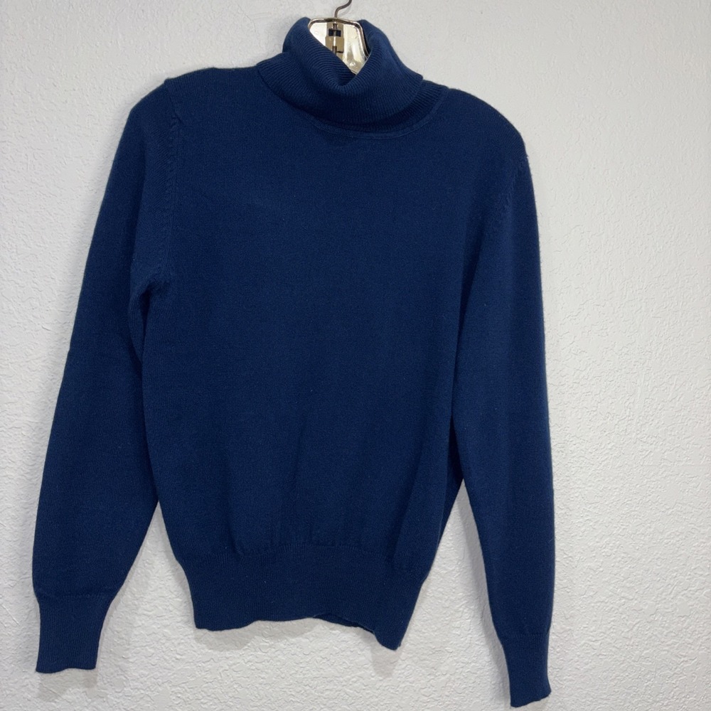 VTG Belford 100% Cashmere Turtleneck Sweater Sz M Blue Long Elegant